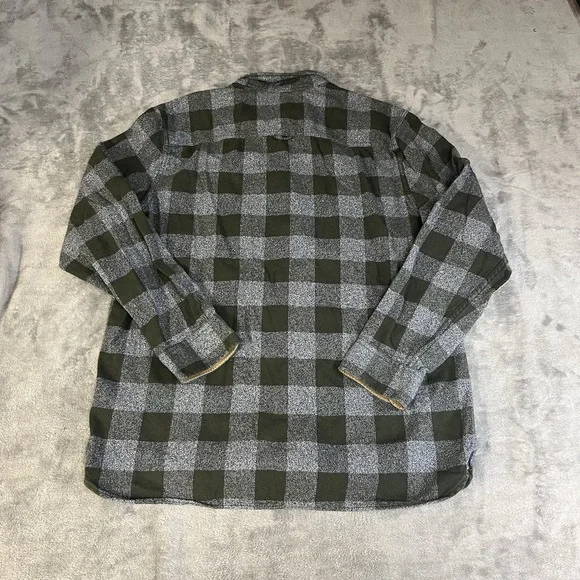 ROOTS Mens Plaid Elbow Patch Flannel Long Sleeve Shirt Size XL Green/Brown - Picture 6 of 7
